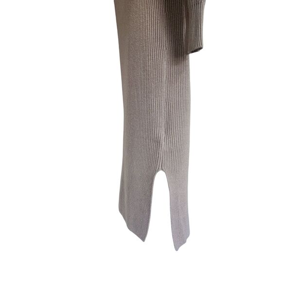 The Drop Rib Knit Midi Sweater Dress-Hooded-M-Taupe-Slit-Quiet Luxury-Scandi-NWT - Picture 3 of 13